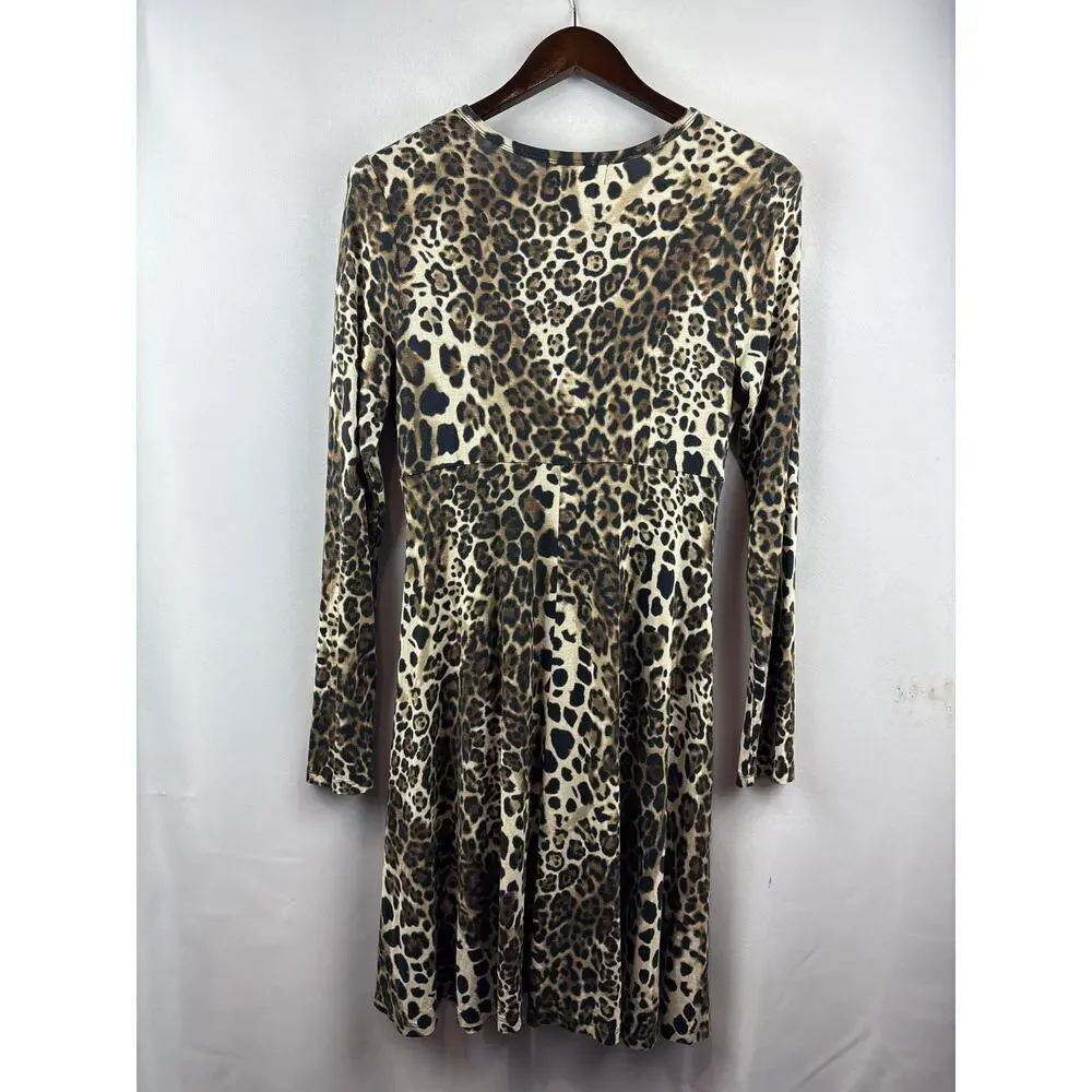 Women’s Karen Kane Large Cheetah Print Midi Wrap Style Dress - Picture 3 of 5
